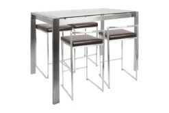 FujiContemporary Counter Height Dining Set In Stainless Steel And Brown By LumiSource