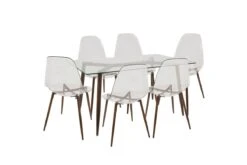 Clara Mid-Century Modern Dining Set In Walnut And Clear By LumiSource