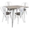 Oregon 5pc Industrial Farmhouse Dining Set In Vintage White And Espresso By LumiSource -Furniture Serie Shop 96616 1200x800