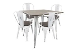 Oregon 5pc Industrial Farmhouse Dining Set In Vintage White And Espresso By LumiSource